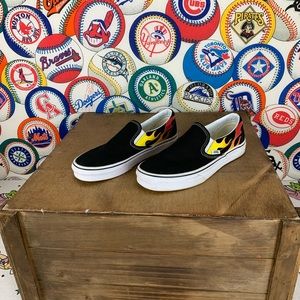 Vans Flame Black Slip Ons